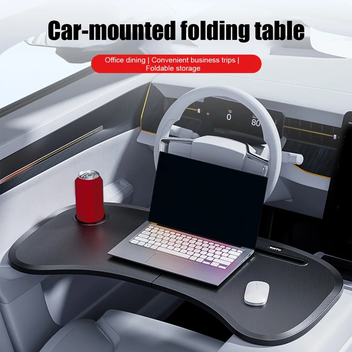 1 Pcs Car Foldable Steering Wheel Table Car Storage Table Car Office Storage Artifact Car Portable Folding Table Folding