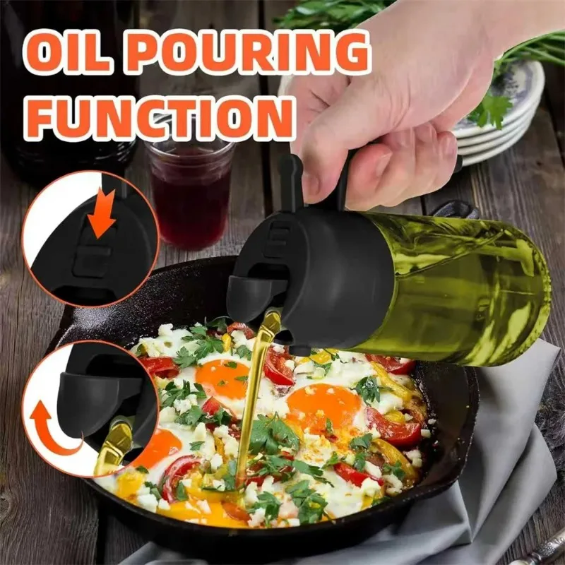 2026 Hot Selling Items Oil Sprayer for Cooking 2-in-1 Oil Spray with Thick Glass Spray Bottle