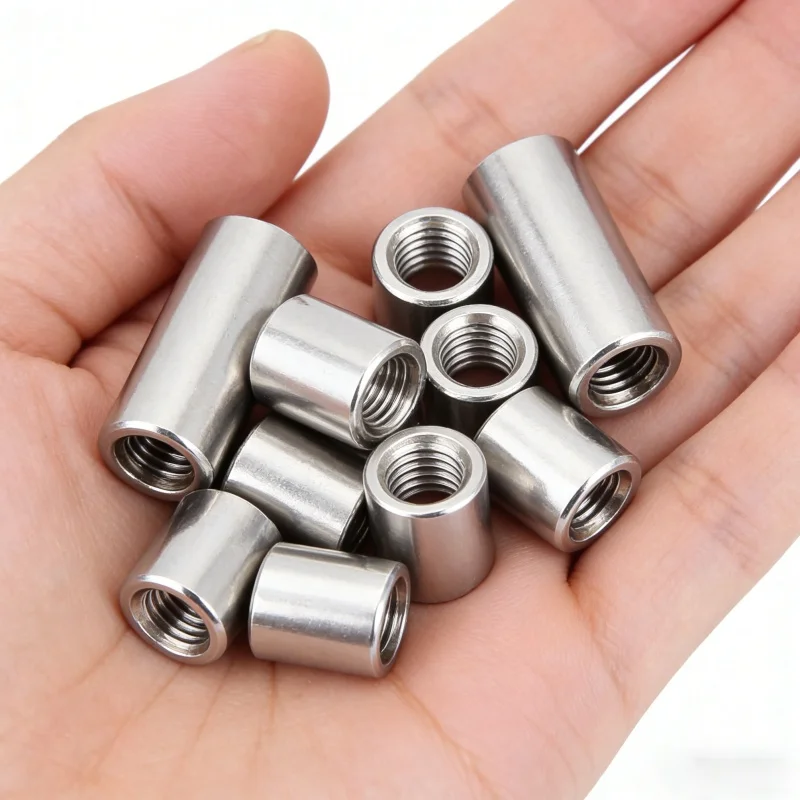 1~20Pcs Cylindrical Connect Nut M3 M4 M5 M6 M8-M16 Coupling Connector Joint Sleeve Tubular Nut 304 Stainless Steel Length 4~57mm