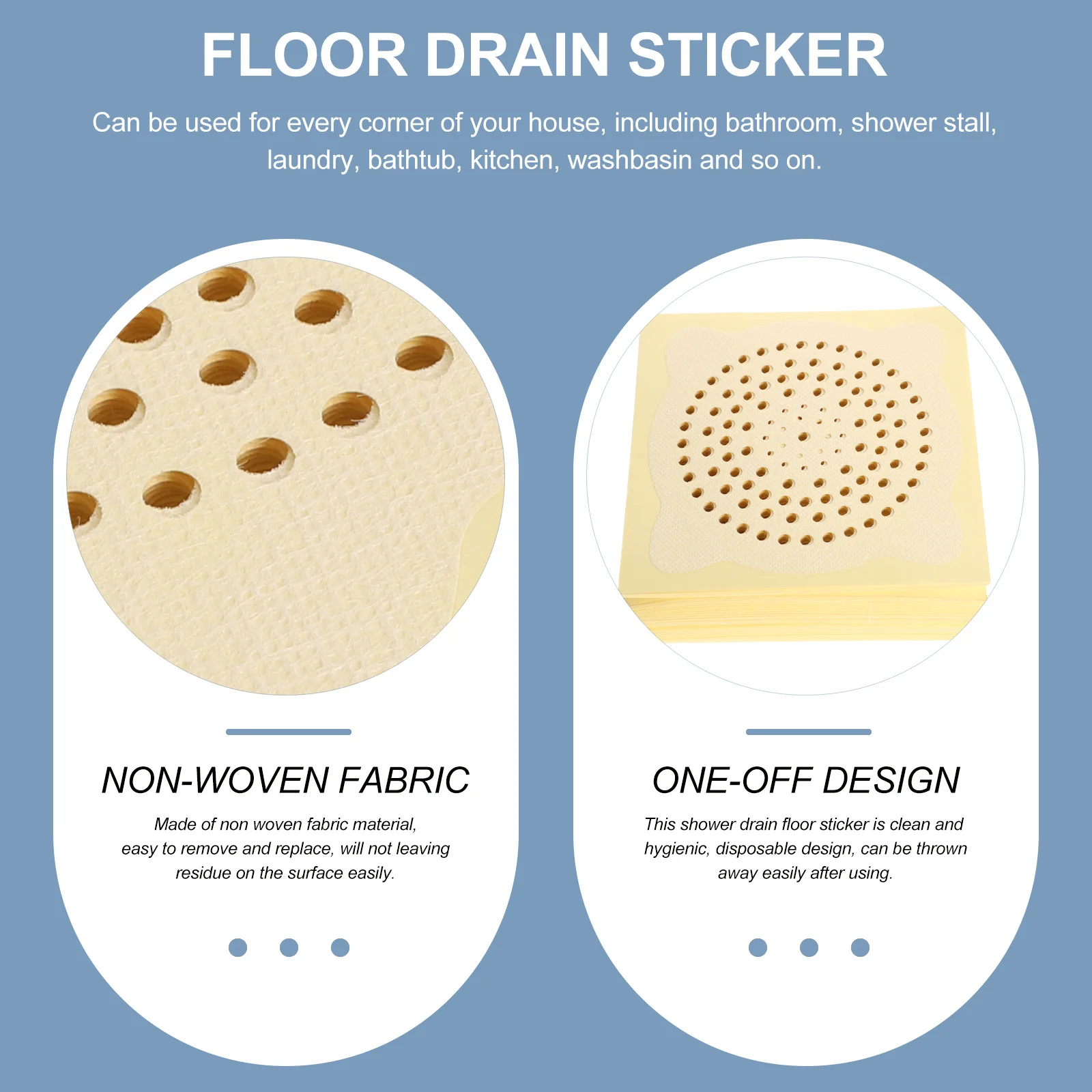 

100 pcs Floor Drain Sticker Disposable Anti-Clog Filter For Shower Bathtub Kitchen Bathroom Use Non-Woven Drainage Pad