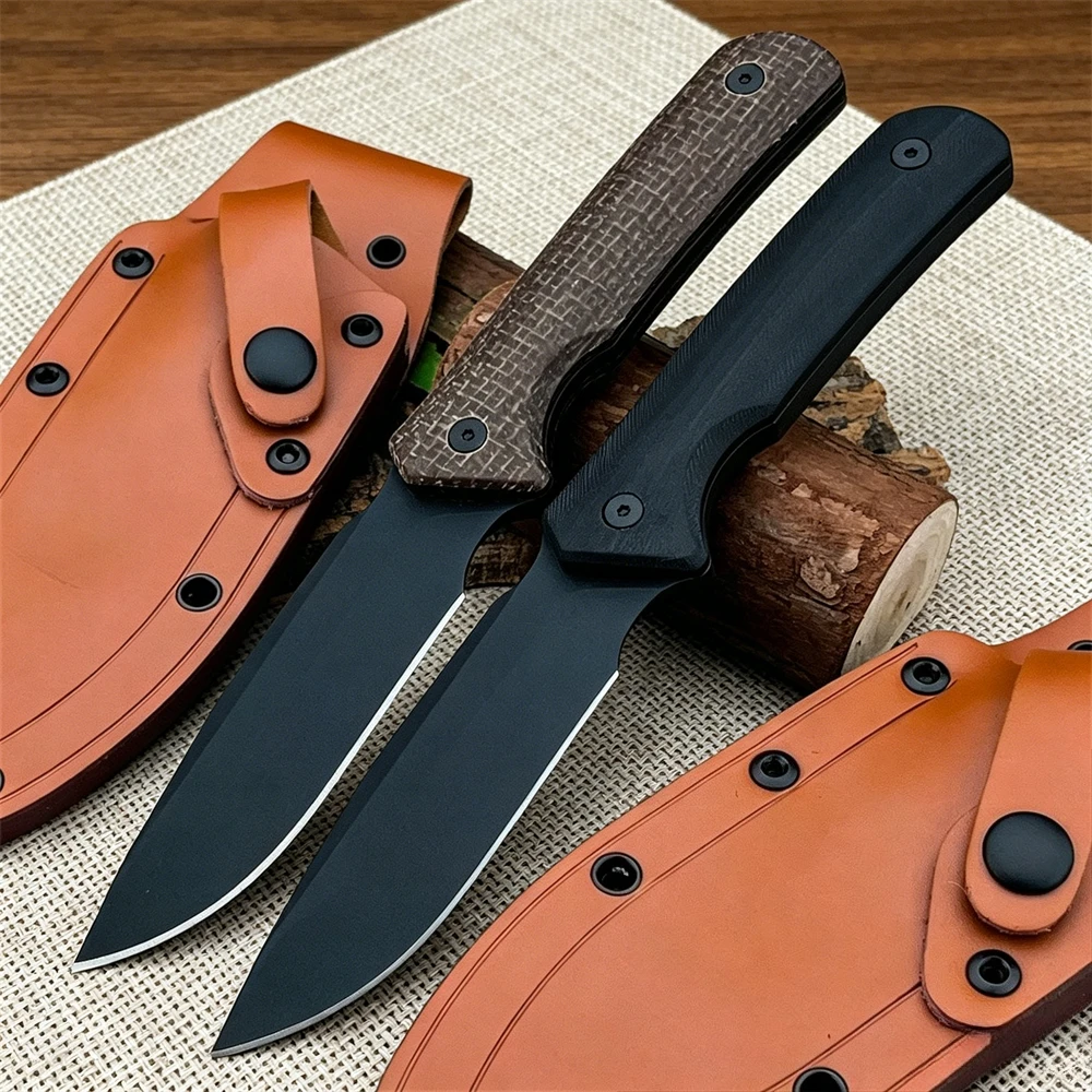 Multipurpose Outdoor Companion Leather Style 0004 Full-Tang Fixed Blade Knife 8Cr13Mov Blade Hunting Camping Survival EDC Tool