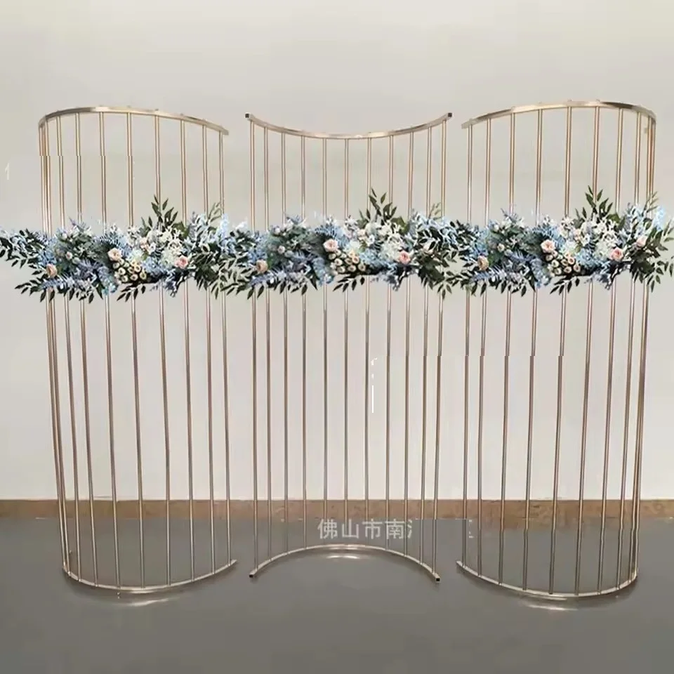 1 Stück Hochzeitsbühnen-Wanddekoration Aktivitätspaneel, halbkreisförmiger Blumenständer aus vergoldetem Metall, Hochzeitsbogen – Detail 2