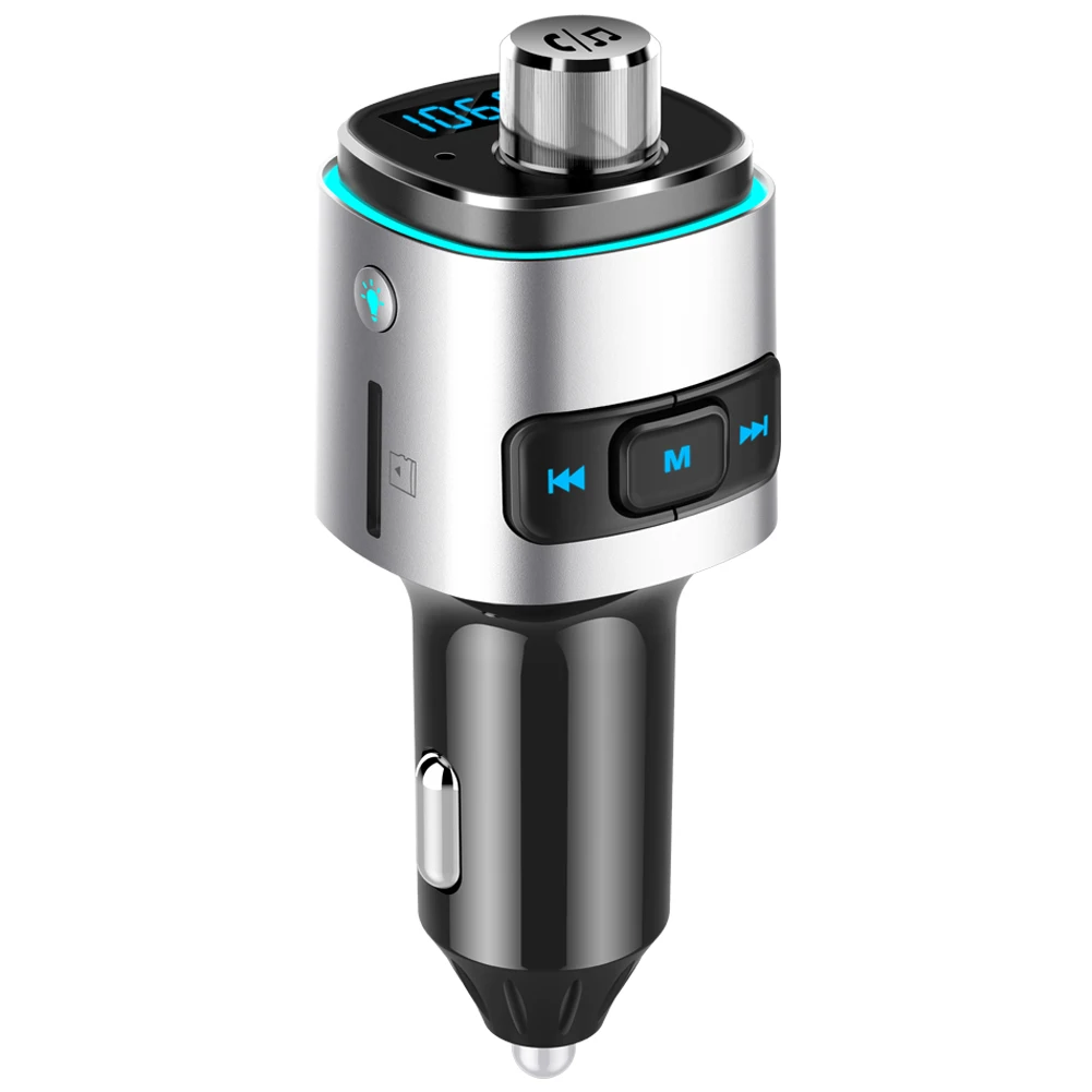 2025 Portable Car MP3 Player Voice Assistant for FM Transmitter Hands-Free USB Charger QC3.0 Fast Charging Stereo