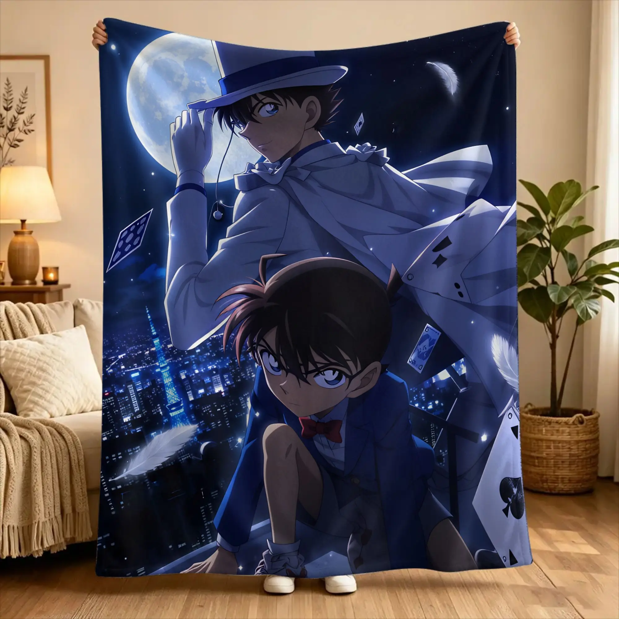 D-Detective C-Conan Soft Warm Blanket  Camping Plush Throw Blanket Funny Outdoor Flannel Bedspread Sofa Bed Cover