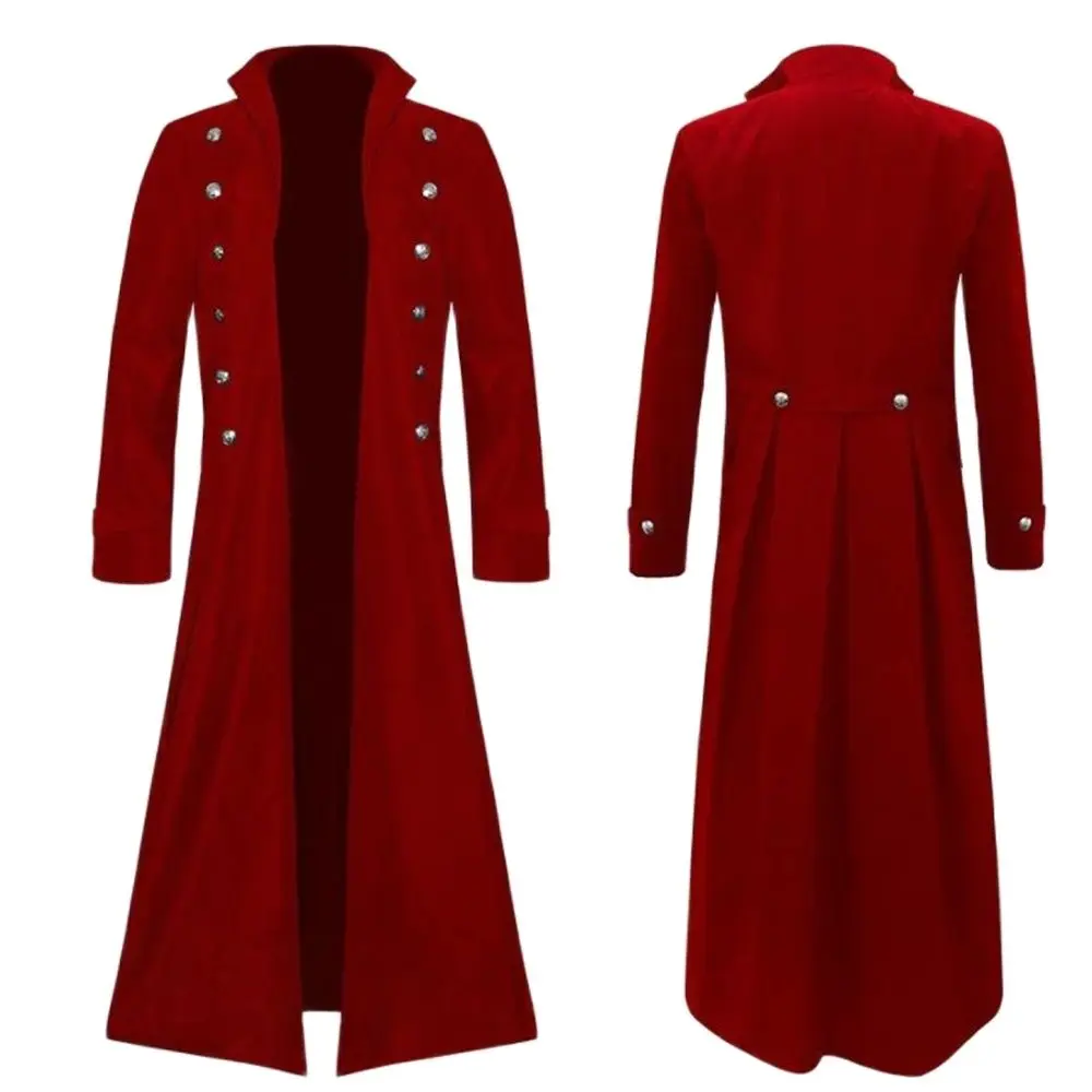 Vintage Women Medieval Long Coat Autumn Slim Waist Maxi  Winter Dress Velvet 19th Century Retro Trench Coat Long Outerwear