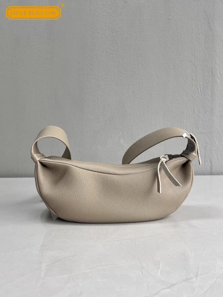 

Новая женская сумка из мягкой телячьей кожи на одно плечо, однотонная повседневная сумка-бродяга на молнии, женские модные сумки через плечо