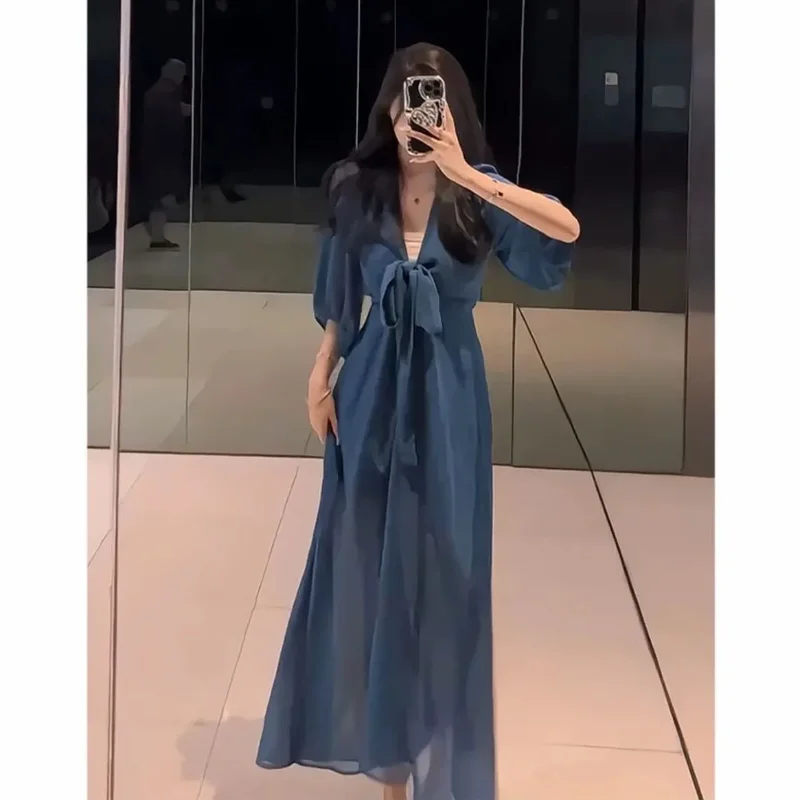 Women's Blue V-Neck…