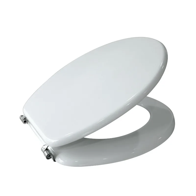 Universal toilet seat with high-quality chrome hinges, sturdy material for easy installation and cleaning