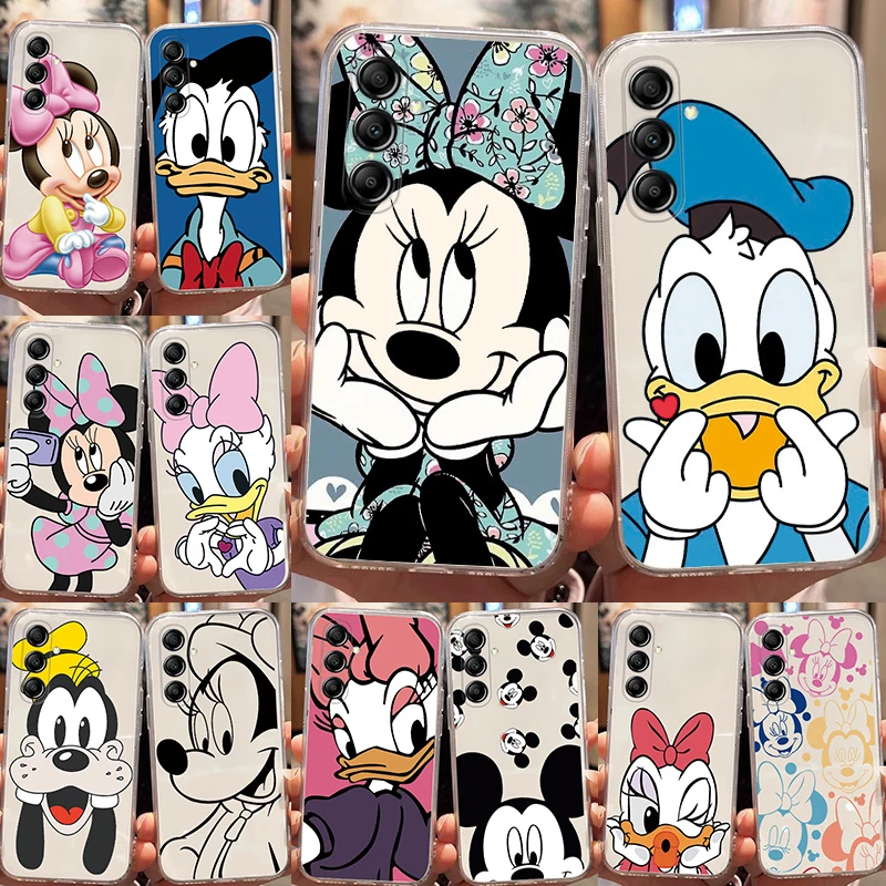 For Samsung Galaxy A06 A04S A15 A14 A24 4G A13 A14 A15 A25 A34 A35 A54 A55 5G Mickey Minnie Silicone TPU Back Clear Phone Case