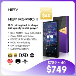 HiBy R6 Pro II / R6 Pro GEN 2 Android Hi-Fi Музыкальный плеер WIFI Bluetooth USB ЦАП Наушники AMP MQA 16x DSD1024 1536 кГц/32 бит 1080P