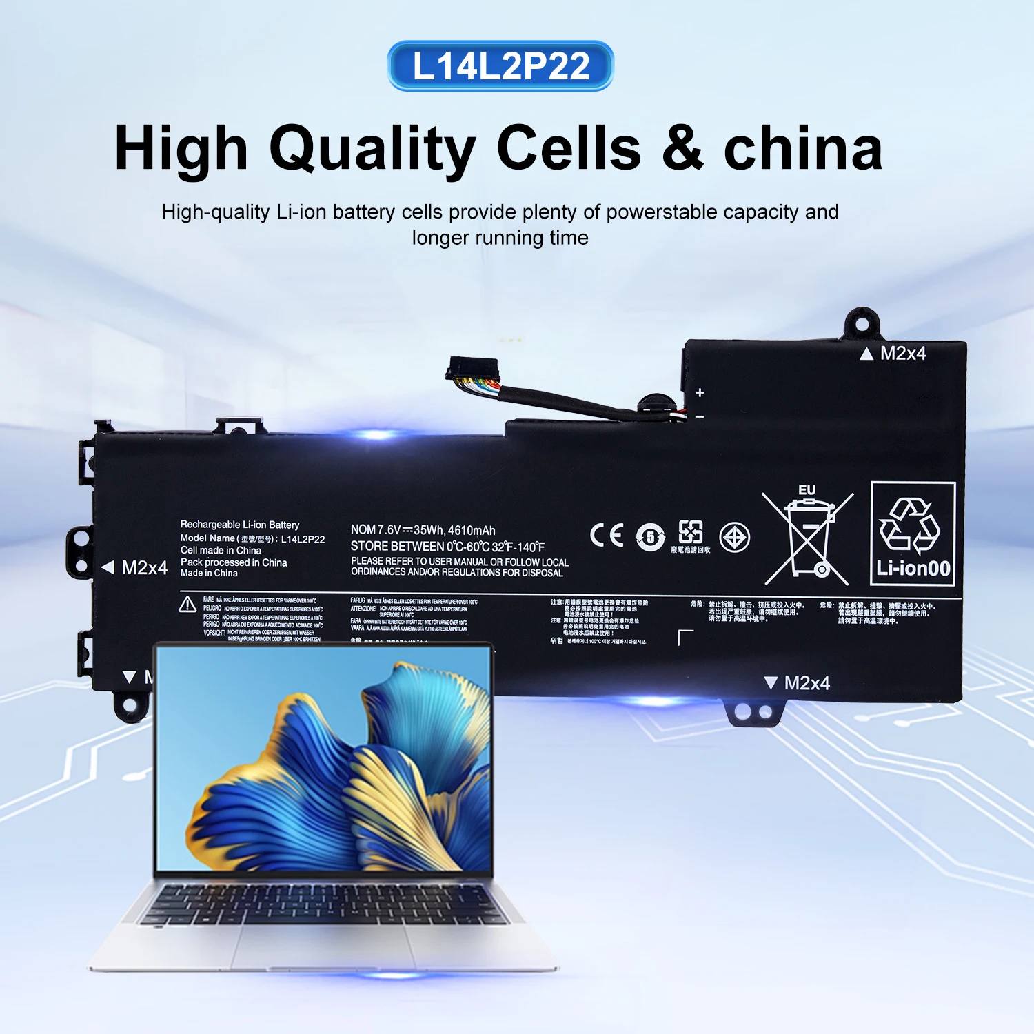 

AUSSY L14L2P22 L14S2P22 Battery for Lenovo Ideapad U30-70 U31-70 E31-80 E31-70 L14M2P23 L14M2P24 + 24-Month warranty