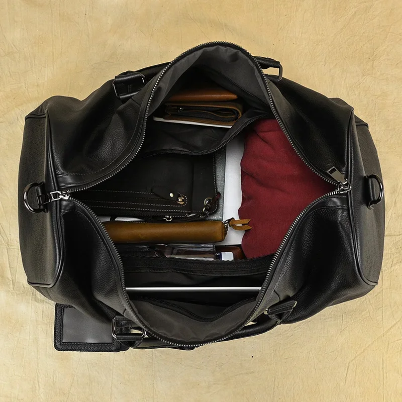 Sac de voyage en cuir souple pour hommes et femmes, sacs à main de week-end unisexes, 100% peau de vache, grand homme, haute qualité