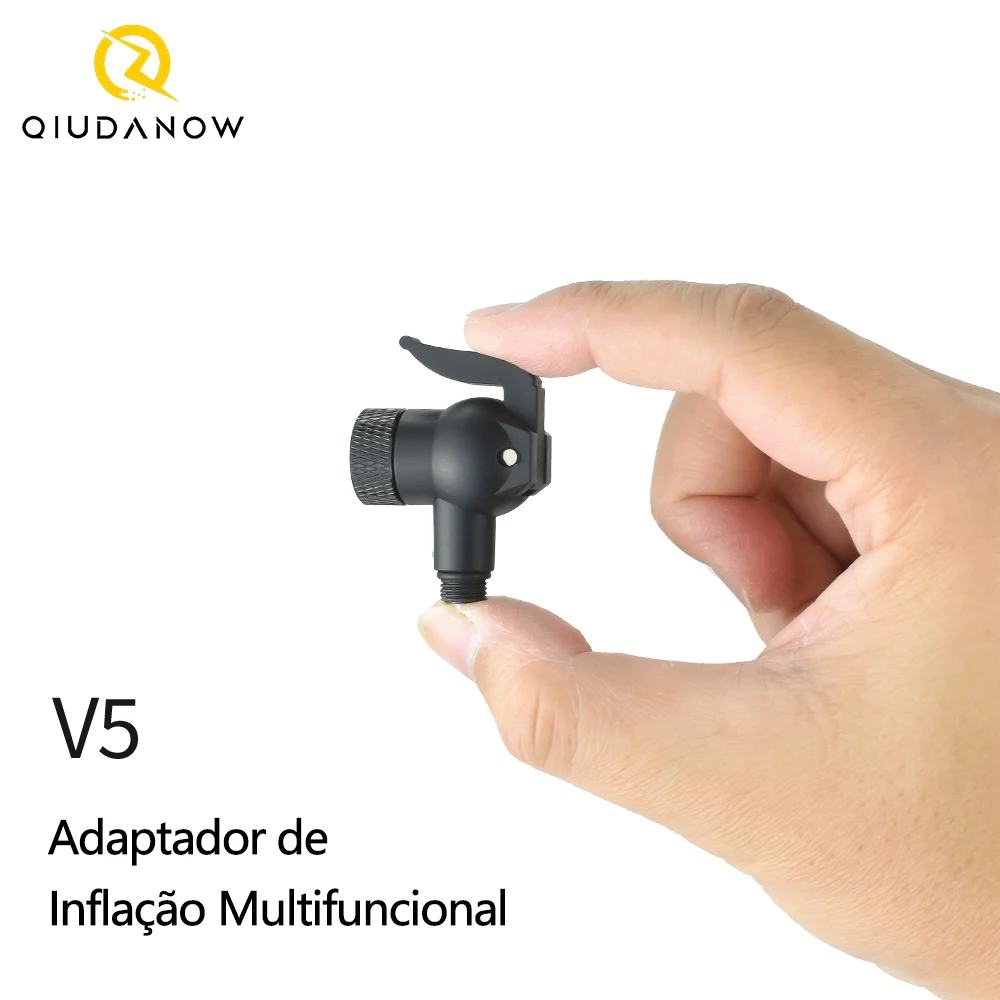 Qiudanow bocal mangueira adaptador bomba de bicicleta multifuncional adaptador de inflação se encaixa presta schrader clik dunlop válvula snap-lock design
