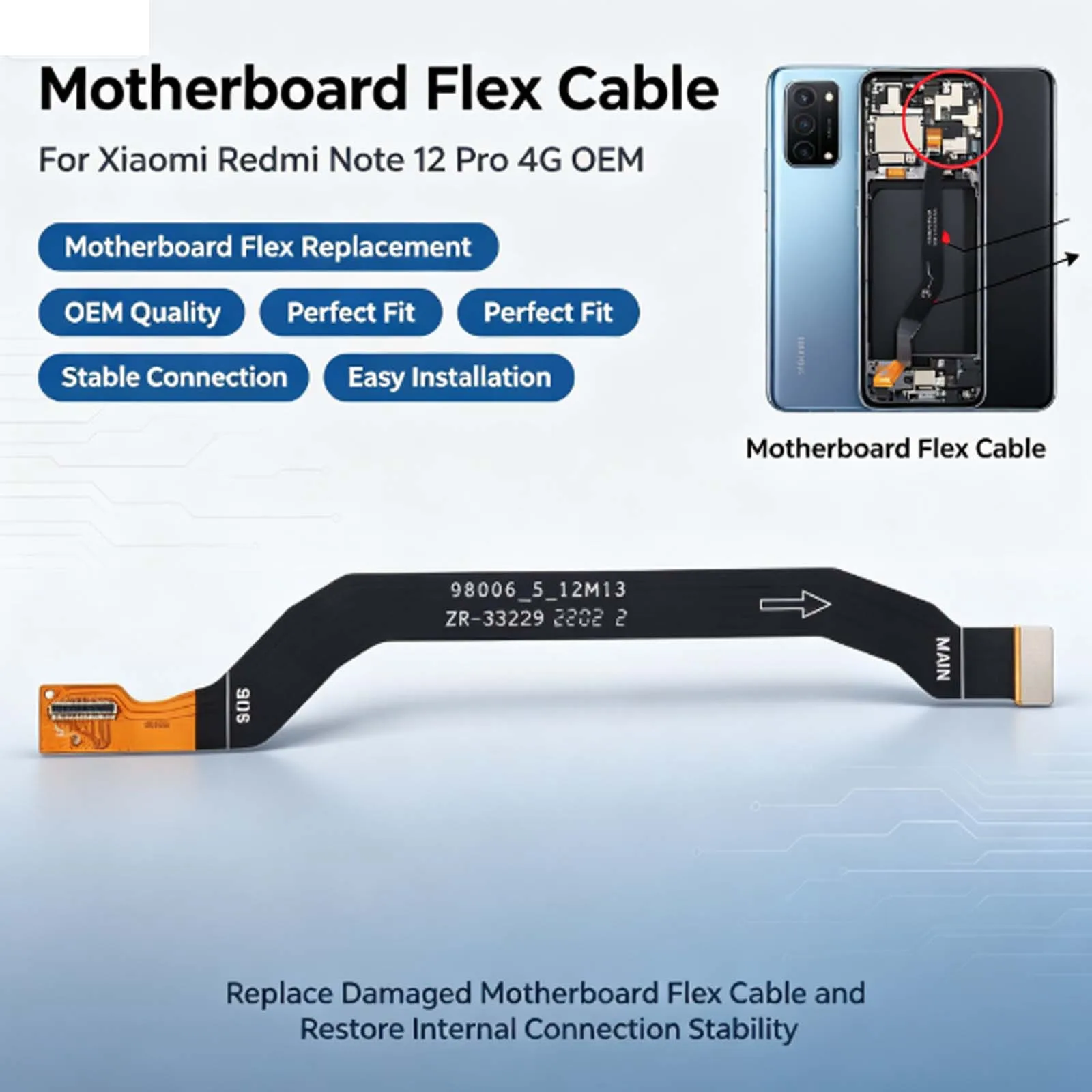 OEM Motherboard Flex Cable For Xiaomi Redmi Note 12 Pro 4G Original Equipment Manufacturer Replacement Part