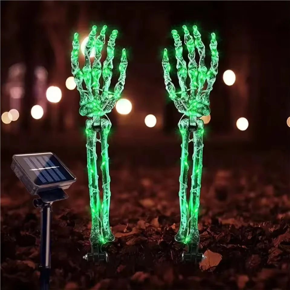 

Nice 2PC Halloween Solar Garden Lights Outdoor Waterproof Ghost Hand LED Stake Lights Horror Atmosphere Decoration Lamp For Fes