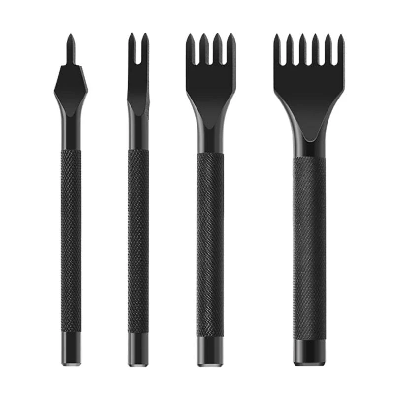 Leather Punching 1/2/4/6 Tooth Puncher with Heavy-Duty Rubber Hammer