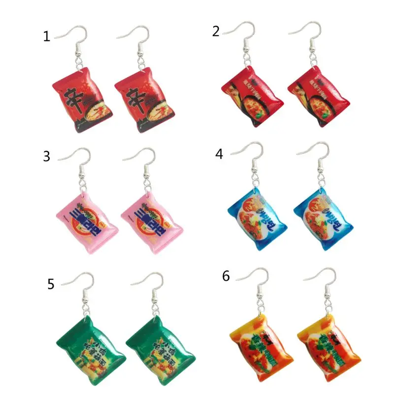 ZB91 Classic Small Simulation Instant Noodle Hook Earrings Chili Food Drop Earrings Personalized Dangle Earring Gift for Girl