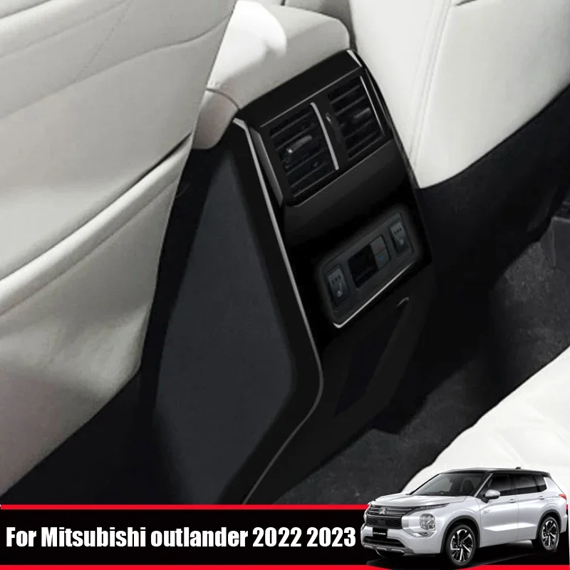 For Mitsubishi outlander 2022 2023 ABS back Rear Seat Air Condition Vent Anti kick board Cover Trim Decoration car Accessories