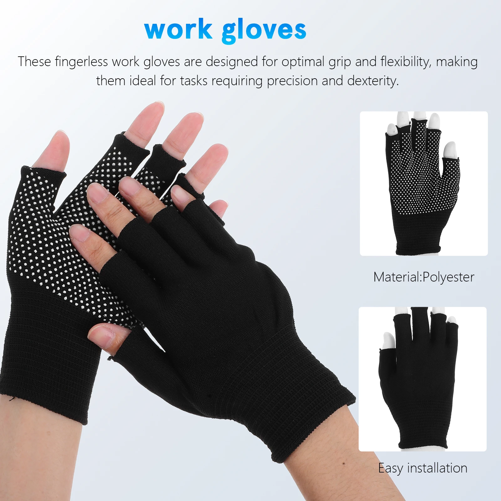 5Pairs Fingerless Work Gloves Anti-Slip Palm Breathable Fabric Warm Winter Gloves for Men Women Half Finger Touchscreen Use