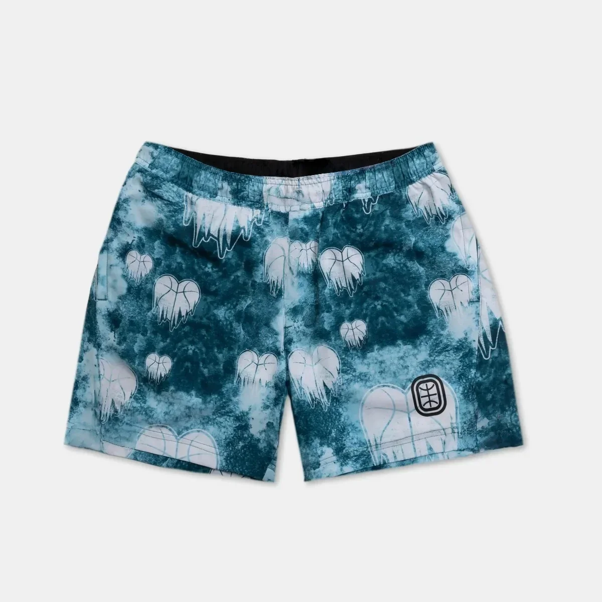 2026 New Geometric Line & Melting Heart Print Mens Shorts Elastic Waist Running Workout Gym Sports Male Casual Shorts