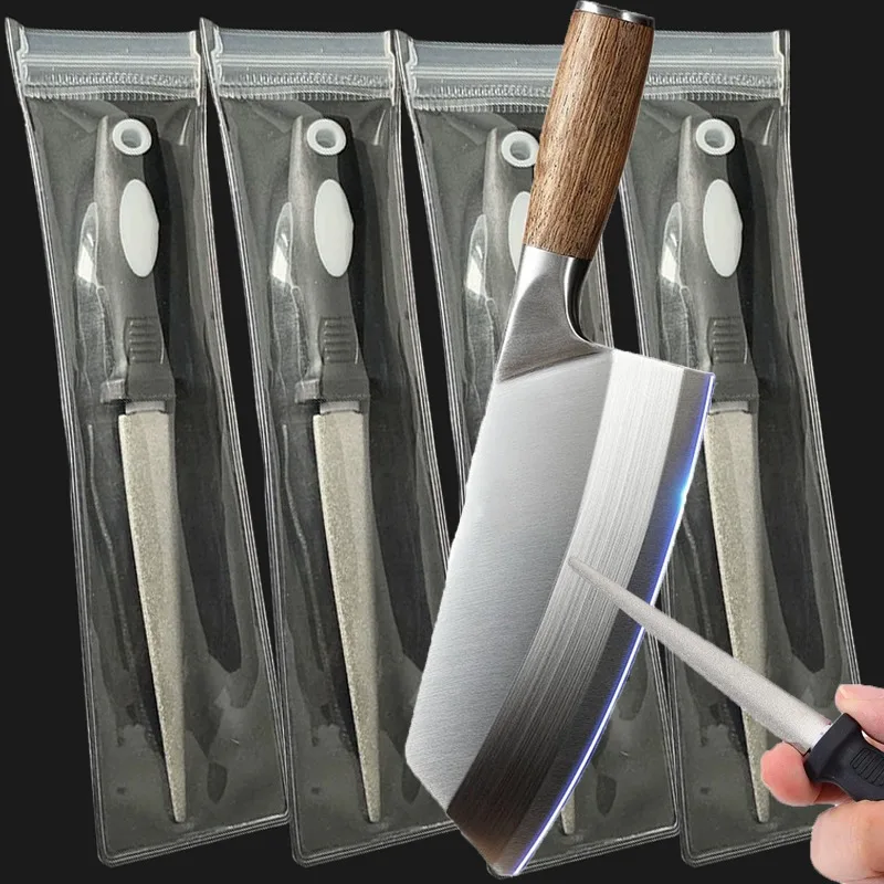 

10-1pcs Double-sided Diamond Knife Sharpener Easy To Grip Handle Professional Home Kitchen Sharpening Stone Knives Scissors