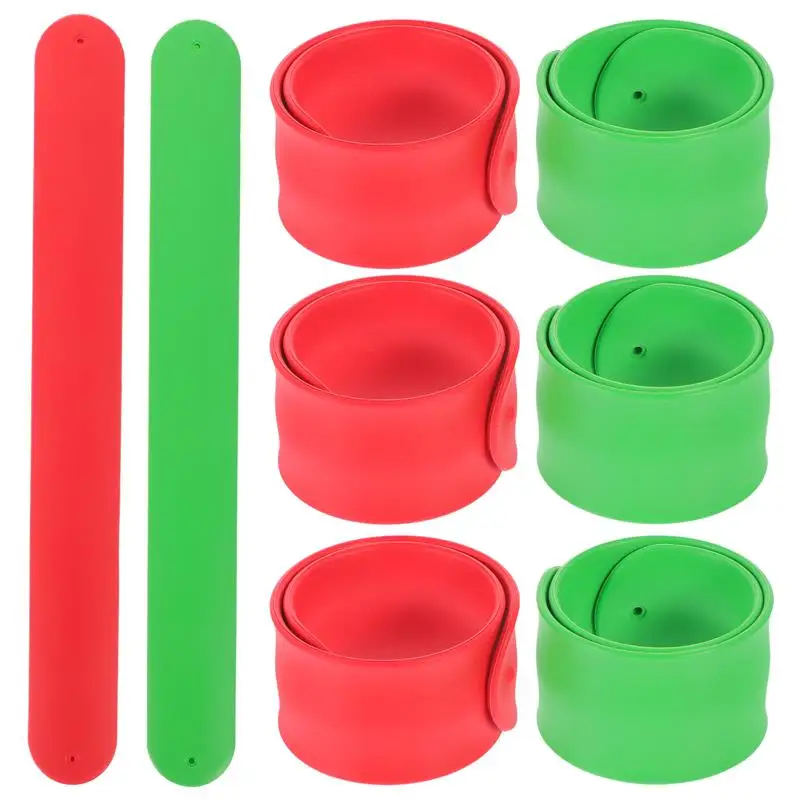 

12pcs Silicone Wristband Snap Bracelets Strips Flip Wrapping Paper Roll Clips Holder Poster Holder Slap Bands Party Favors