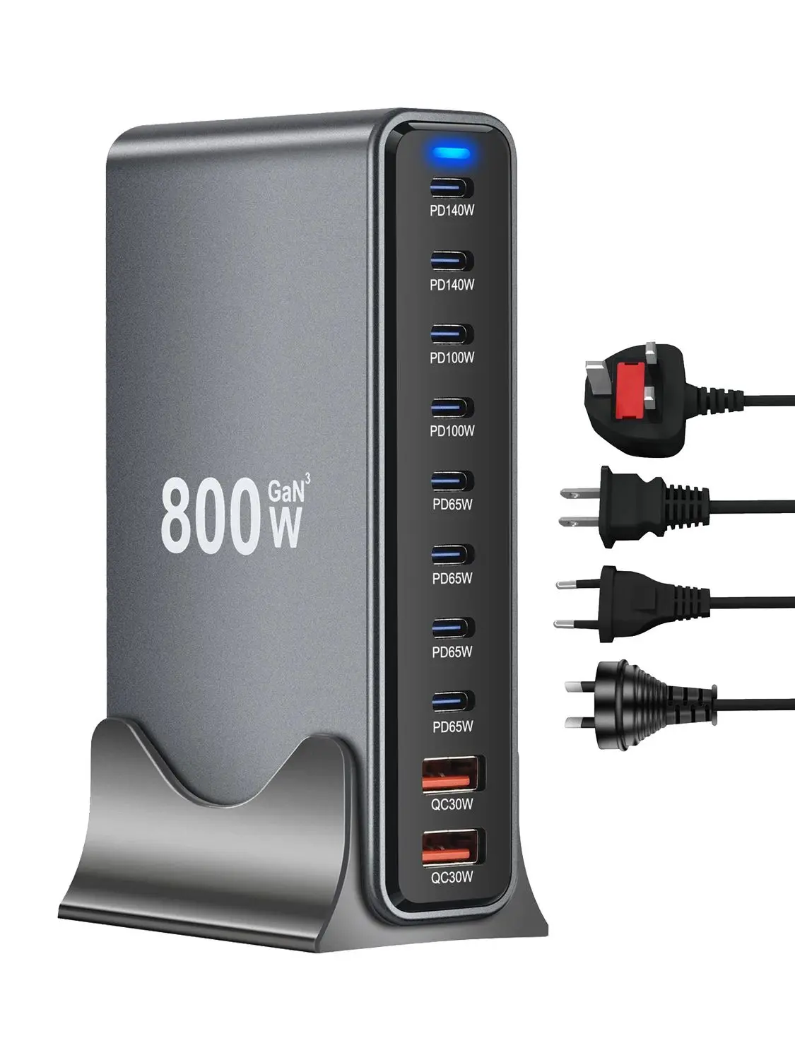 800W GaN Ladegerät 10-Port USB C PD3.1 Schnellladestation für iPhone 16/15 Samsung MacBook – Detail 4