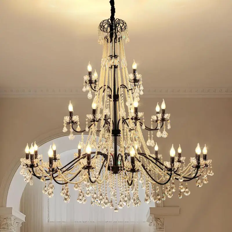 150CM Plus large Villa Hall church deco Crystal Chandelier lamp household Hotel project Staircase Long LED Chandeliers lighting