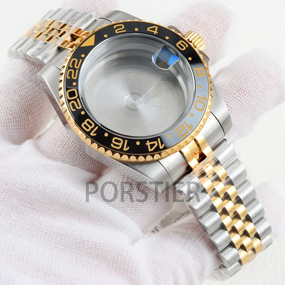 Gold NH35 Watch Case 40mm Sapphire Glass for Seiko NH34 NH35 NH36 NH38 Movement SUB GMT Yacht-Master Jubilee/Oyster Bracelet