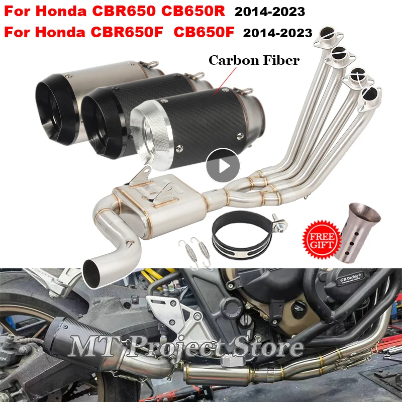 Slip On For Honda CBR650 CB650R CB650F CBR650F CBR 650 2014-2023 Full Motorcycle Exhaust System Front Link Pipe With DB Killer