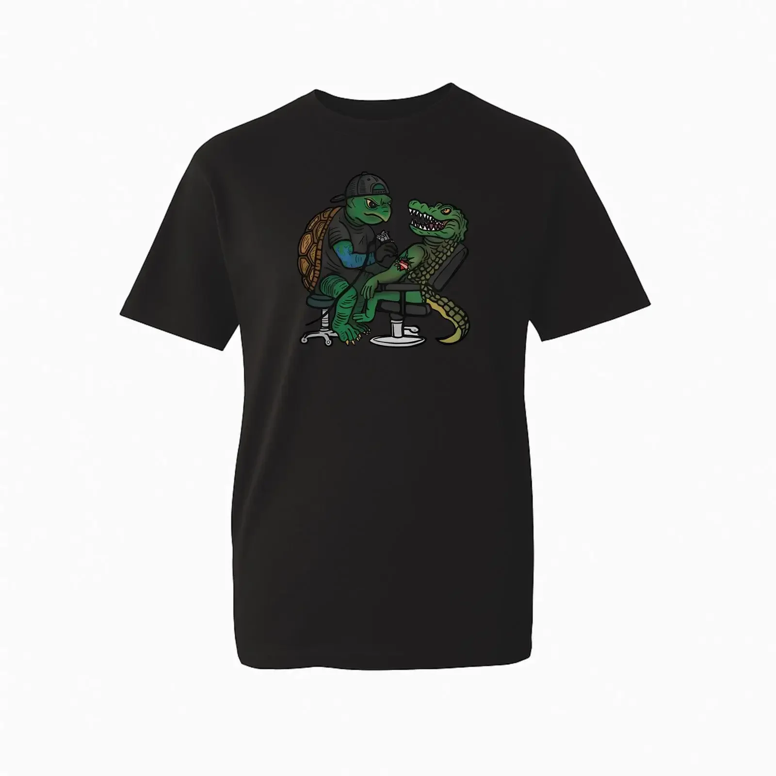 Tattoo Artist T Shirt Turtle Tattooing Alligator Ink Studio Black XXL 100 Cotton Novelty Top vintage Washed Casual Comfortable