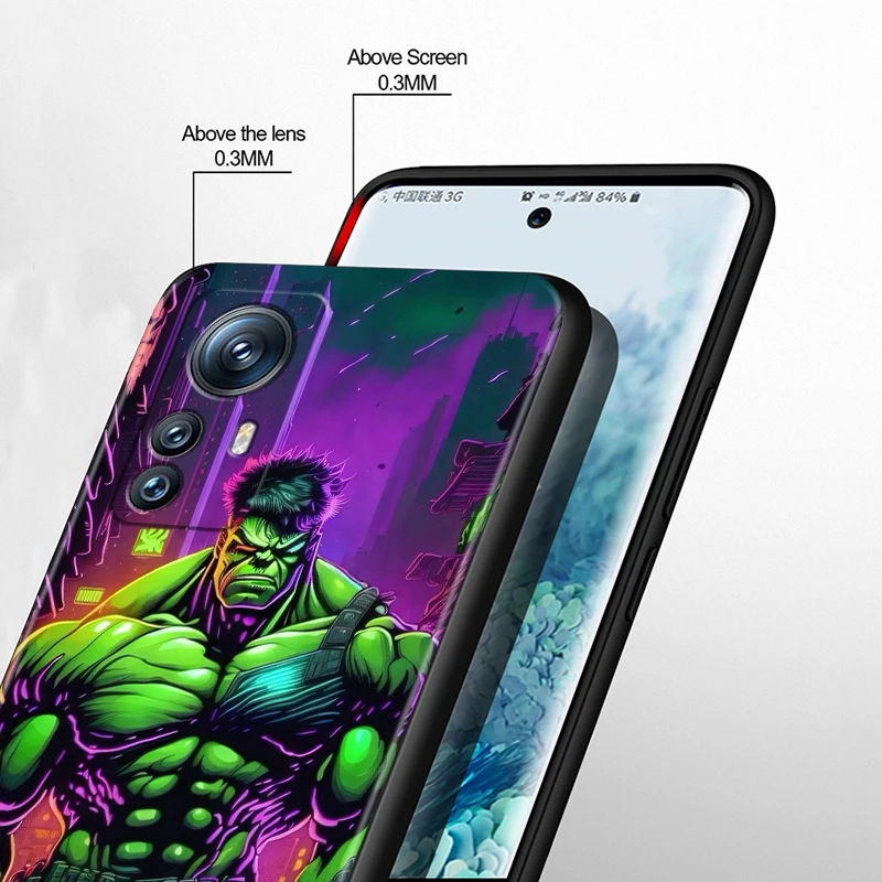 Hulkコミックバック電話ケース,ウルトラ5g,クール,xiaomi mi 14, 13t,13, 12t,12t,11t,11i, 11t,10t,10プロライト、ブラック