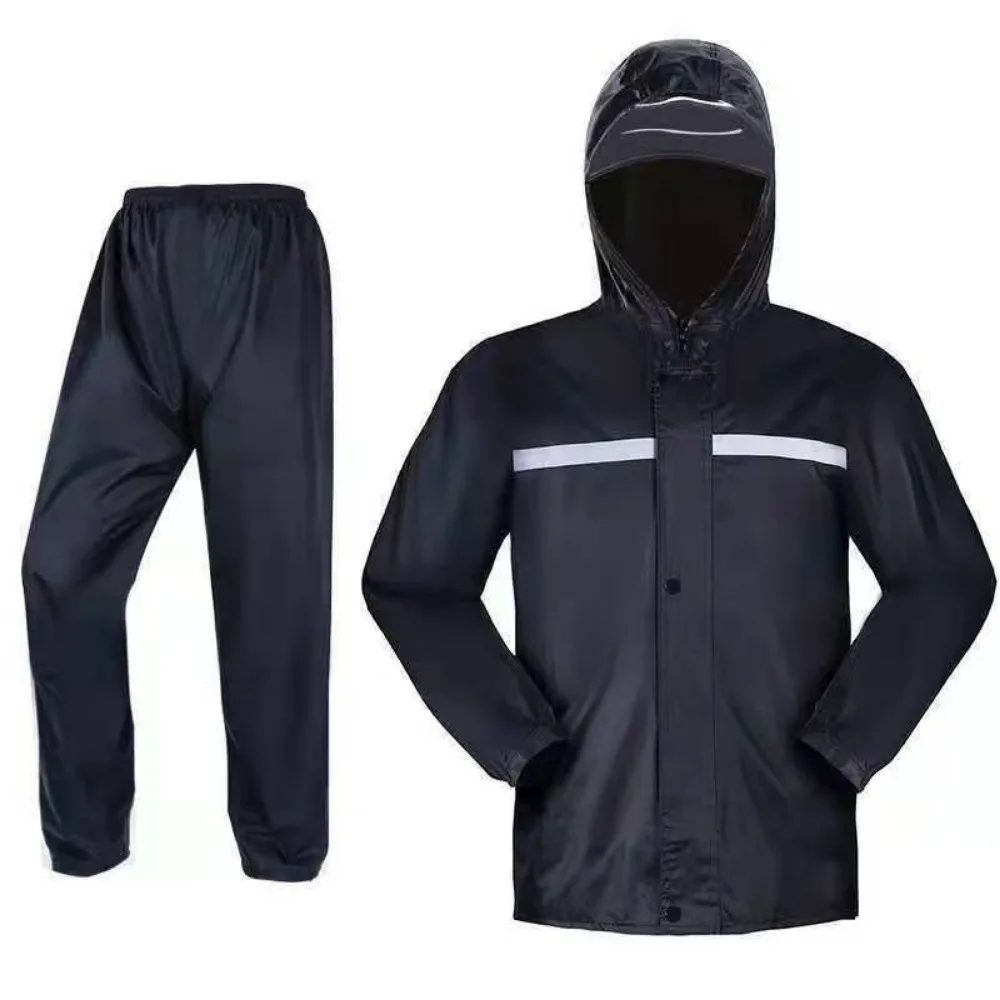 

Oxford Cloth Waterproof Rain Poncho One-Piece Suit with Zipper Riding Raincoat Hooded Design Impermeable Material