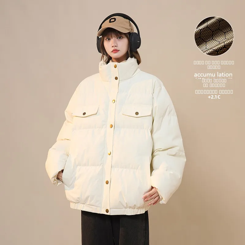 

Американская утепленная зимняя хлопковая куртка для мужчин, повседневная свободная куртка с воротником-стойкой, пуховик для пар, верхняя одежда