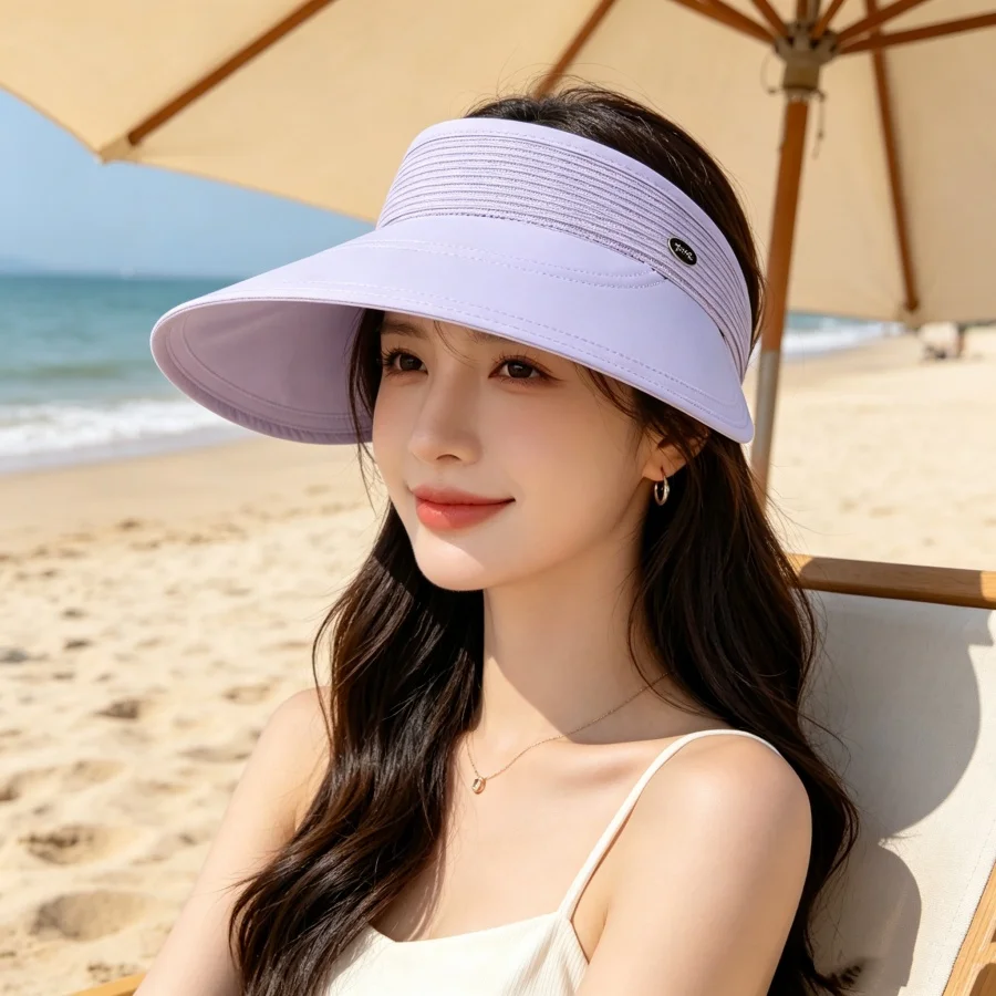 Summer Sun Protection Essential! Large Brim Open-Top Sun Hat, Uv Protection + Hair-Friendly Design, Versatile and Easy to Match with Any Outfit, Suitable for Commuting / Beach / Travel