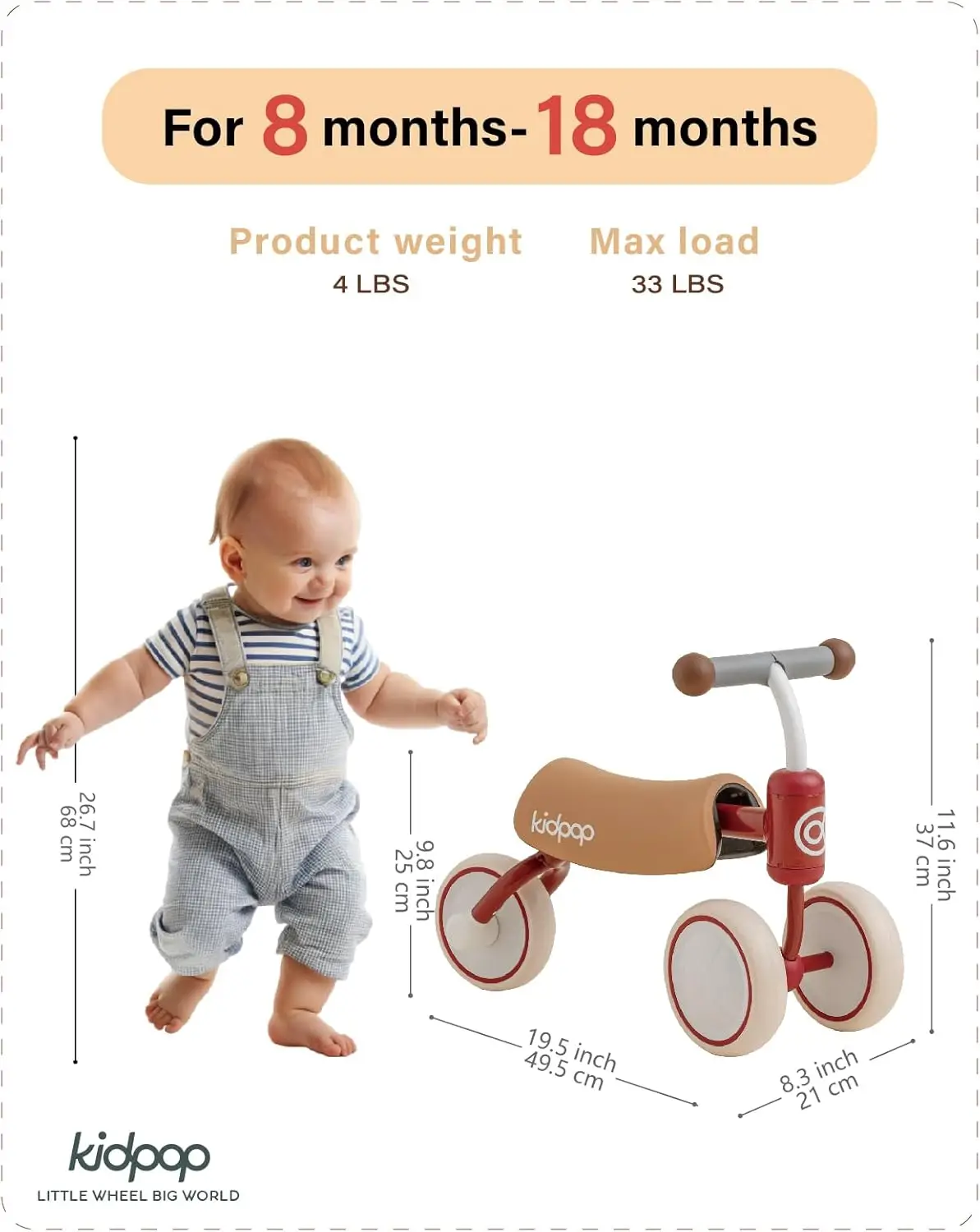 Bee Baby 밸런스 자전거, 1 세 유아용 장난감, 첫 번째 생일 선물, 빨간색