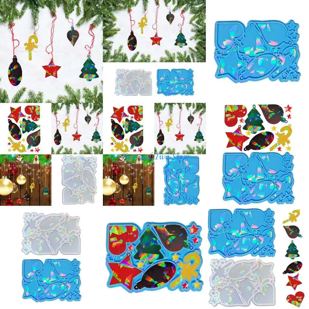 

HX6F Форма для литья ювелирных изделий Рождественский узор Силиконовая форма Голографическая смола