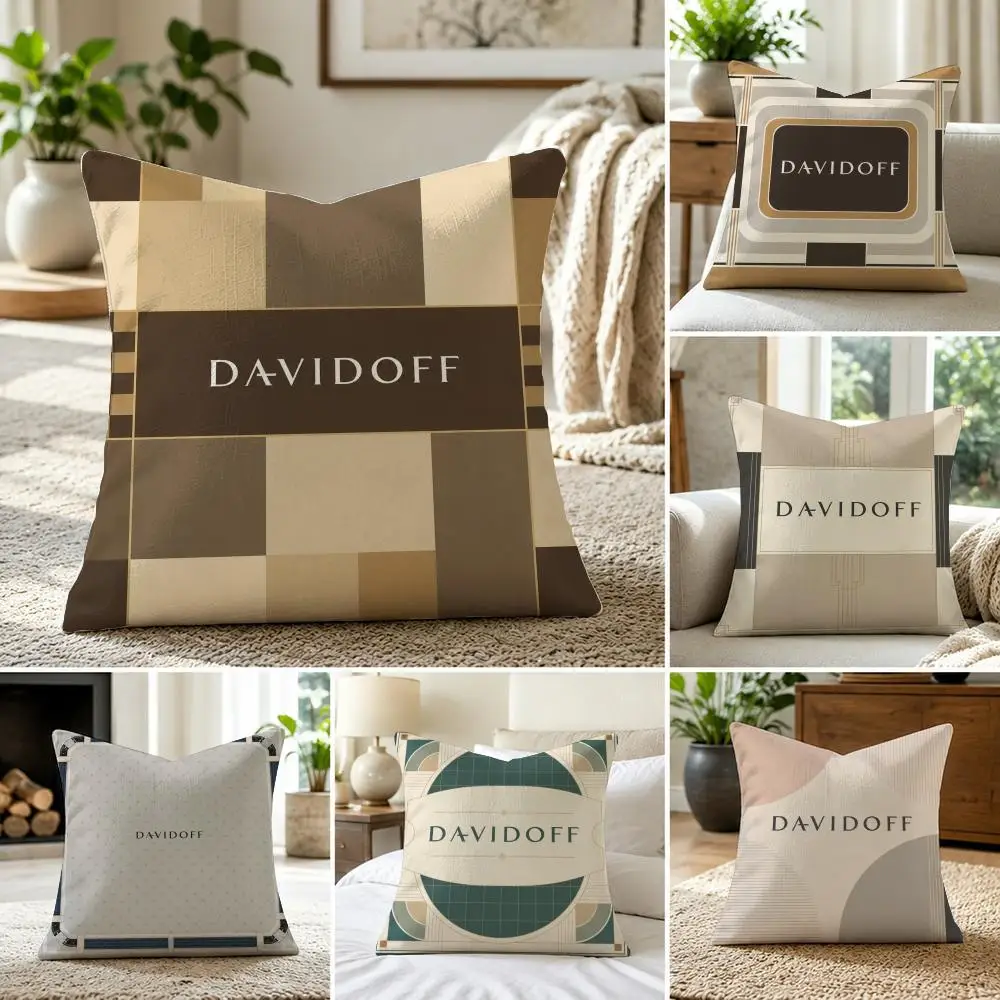 Funda de cojín de lino marca D-Davidoff Italy, lavable y suave. Perfecto para sofás, camas y decoración del hogar.