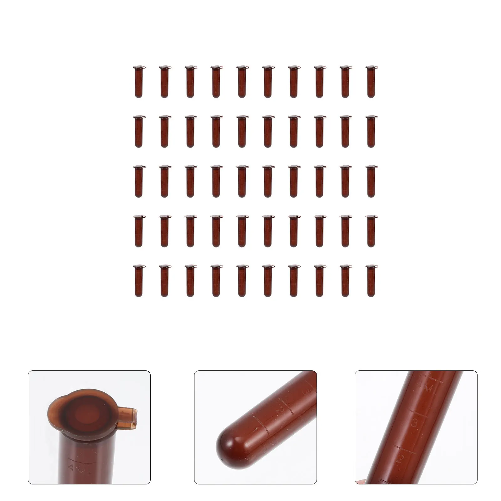 300 قطعة أنابيب الطرد المركزي 5 مل من البلاستيك البني المتدرج قاعدة مستديرة للاستخدام البيولوجي الطبي