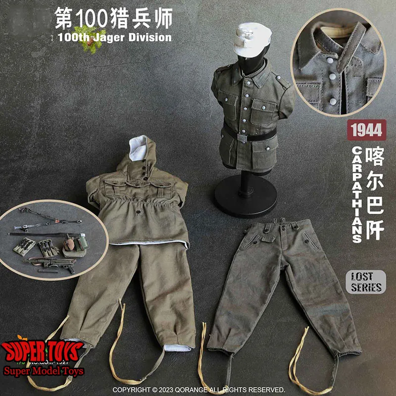 QORANGE QOTOYS QOM1027 1/6 World War II 100th Jager Division Male Soldier Clothes Set With Weapon Fits 12