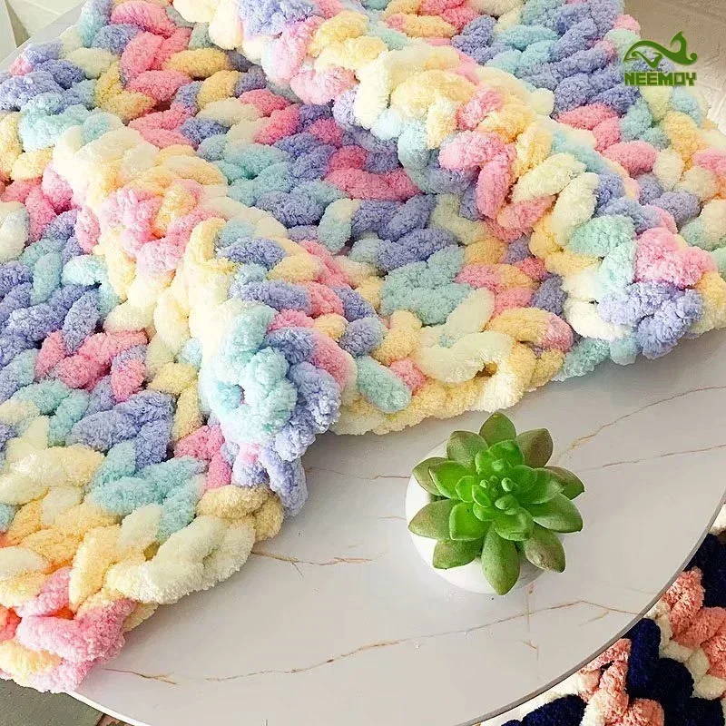 Diy Colorful Thick Yarn Yarn Rainbow Chenille Thick Thread  Blanket Cushion Knitting Crochet 250g  Hand-Woven Super Thick Ice Li