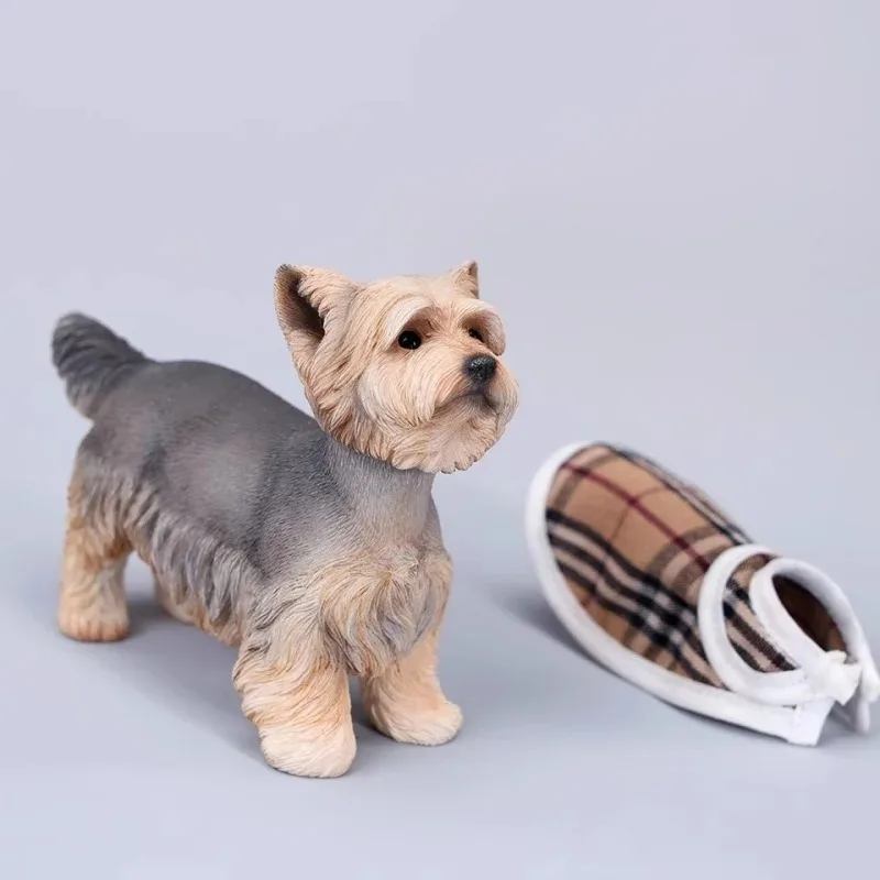Jxk229 1/6 escala yorkshire terrier figura realista filhote de cachorro resina modelo animal para figuras de ação de 12 polegadas boneca colocação