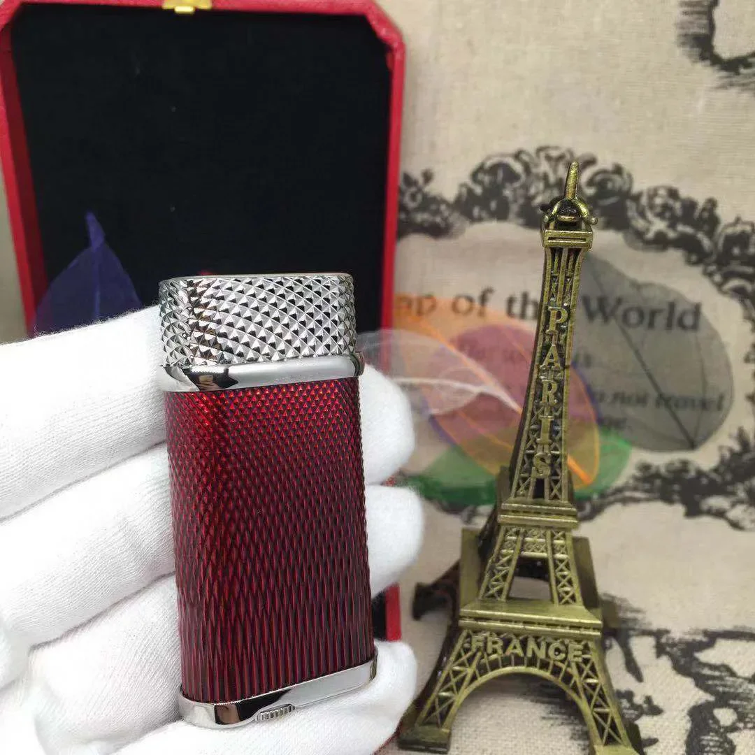 New Metal Butane Gas Lighter Grinding Wheel Ignition Lychee Pattern Portable Portable Lighters Smoking Accessories Men's Gift