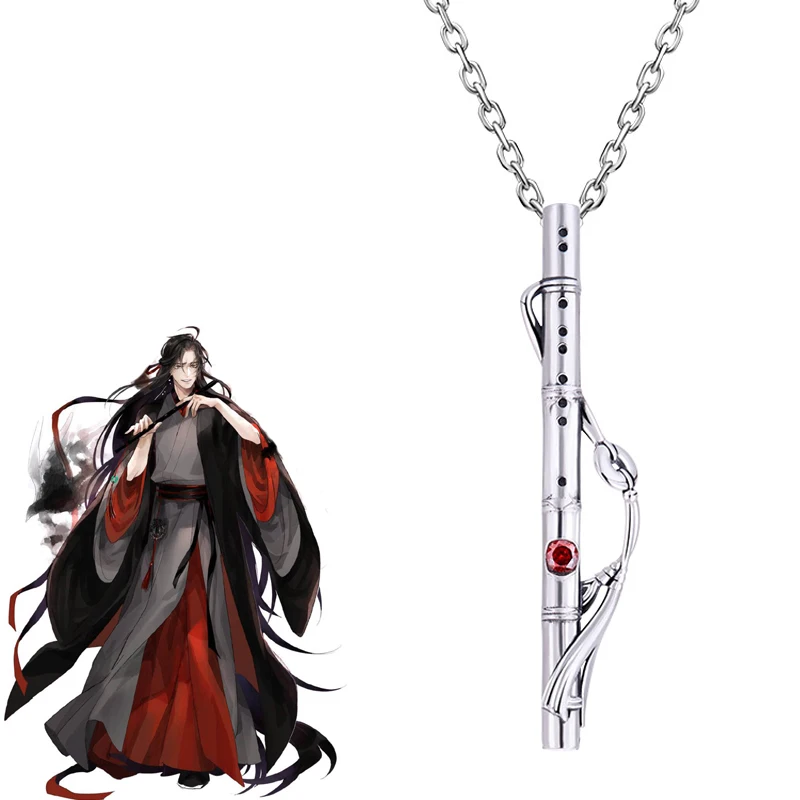 Anime Mo Dao Zu Shi Necklace Grandmaster of Demonic Cultivation Wei Wuxian Lan Wangji Cosplay Cross Flute Pendant Choker Jewelry