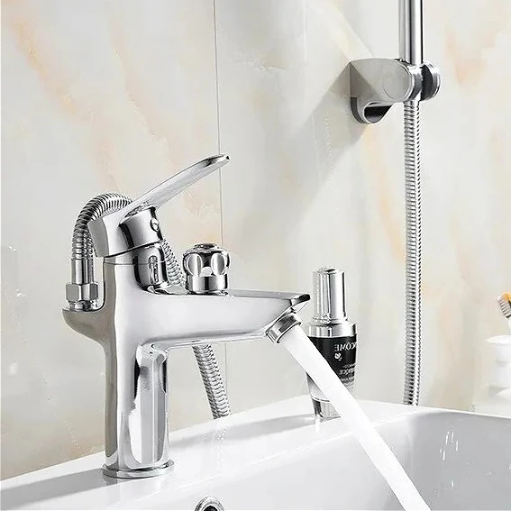 

Hot and Cold Mixer Tap Multifunctional Chrome Bathroom Faucets Toilet Countertop Basin Faucet Deck Mounted Bathroom Mixer Valve