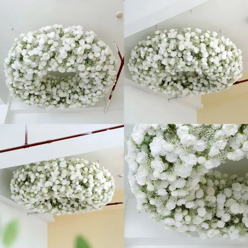Custom wholesale wedding decoration hanging flower decoration 200cm white silk foam background screen, suitable for ceiling