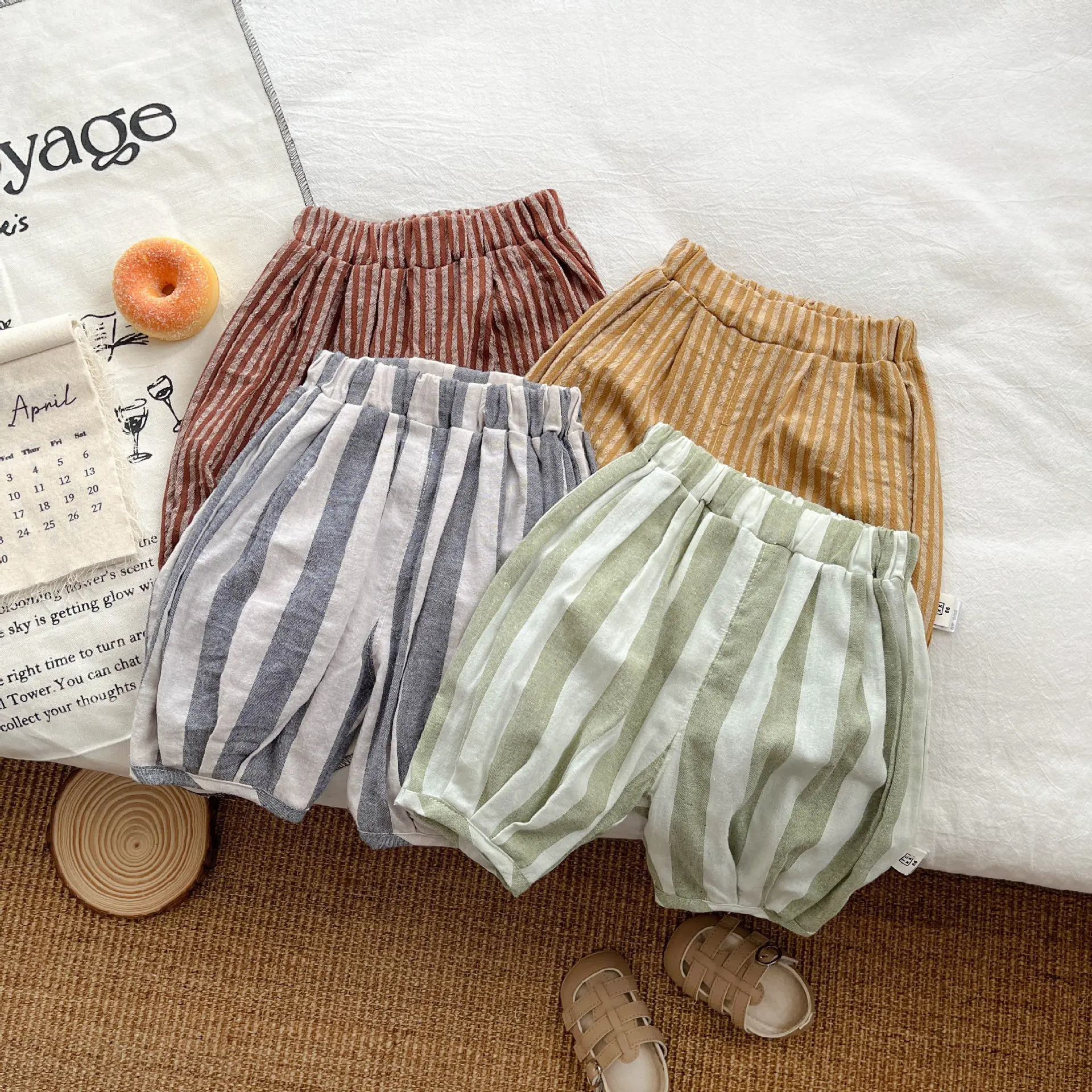 2026 Summer New Baby Loose Mosquito Proof Pants Infant Girls Thin Striped Trousers Cotton Boys Casual Pants Toddler Clothes