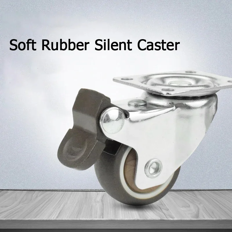 4PCS Silent Soft Rubber Swivel Casters 2.5/3 Inches, Flower Stand Swivel Casters, Brakeable Swivel Casters Fixed Casters, a Set