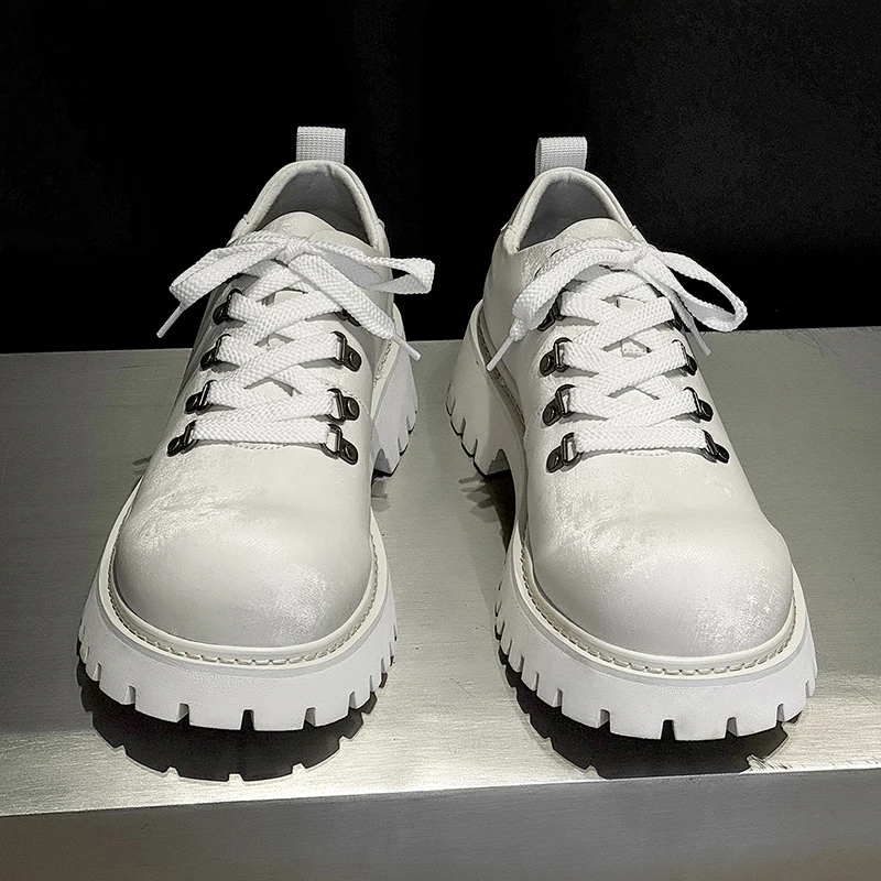 

New Big Head Derby Shoes Men Style Thick Bottom Height Increase Waste Soil Style High End Niche Commuting Retro Shoes