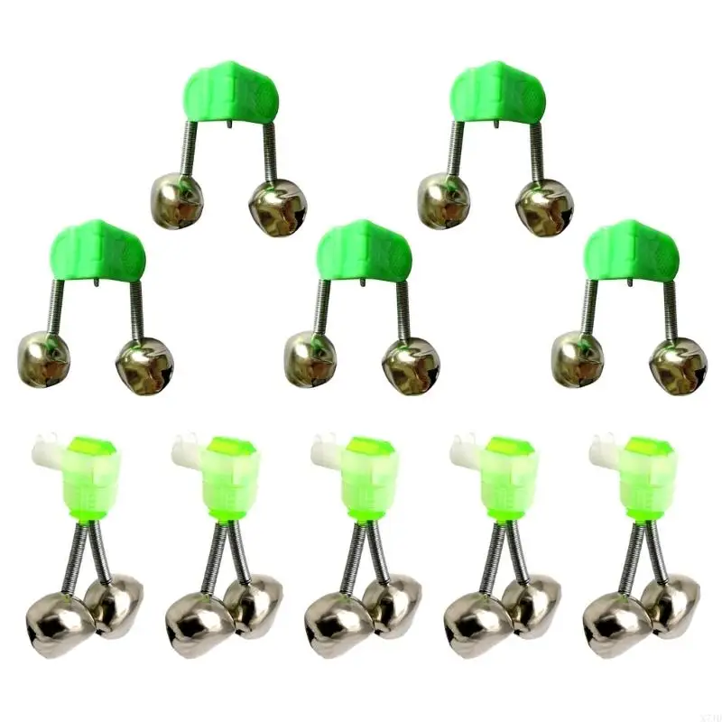 

X7JD 10Pcs Double Rings Alarm Night Fishing Alarm Fishing Rod LED Light